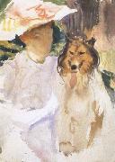 Woman with Collie (mk18) John Singer Sargent